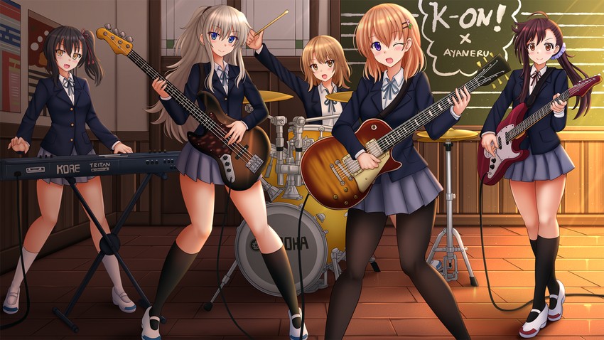 hoto cocoa, isshiki iroha, tomori nao, sakura ayane, onodera haru, and 1 more (k-on! and 5 more) drawn by kazenokaze