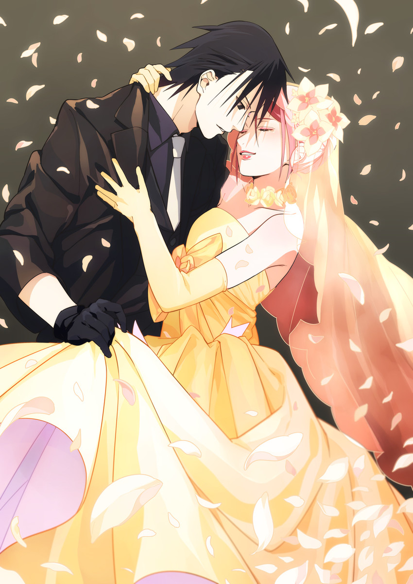 haruno sakura and uchiha sasuke (naruto) drawn by oba-min