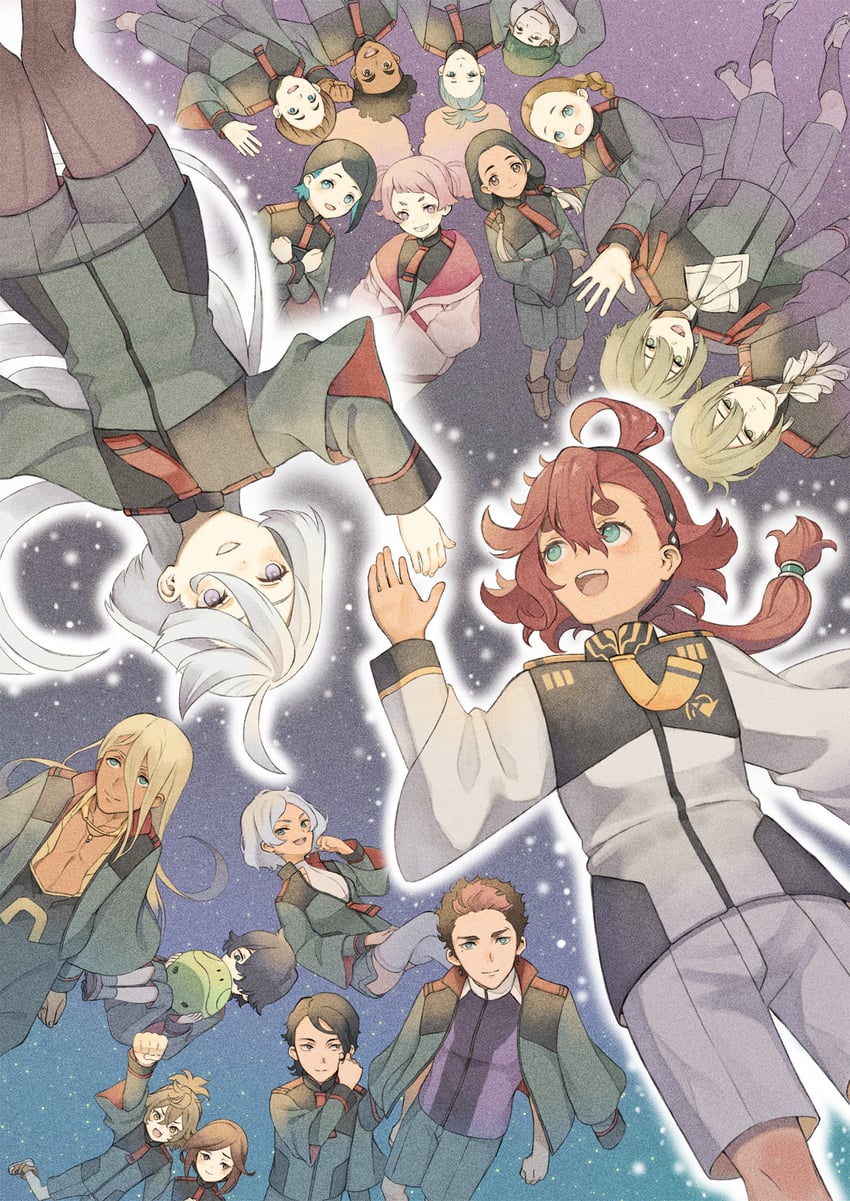 suletta mercury, miorine rembran, haro, secelia dote, guel jeturk, and 8 more (gundam and 1 more) drawn by original-orange-610917