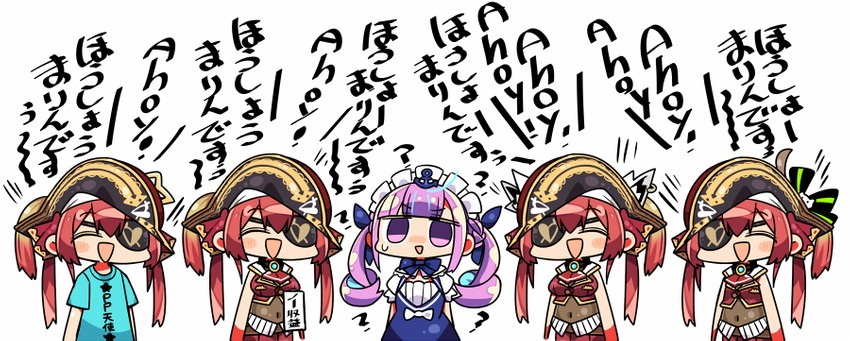 houshou marine, shirakami fubuki, minato aqua, amane kanata, and natsuiro matsuri (hololive) drawn by kanikama