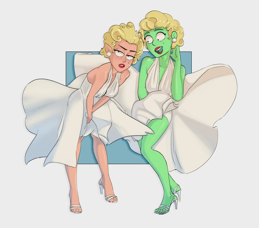 marilyn monroe, d'vana tendi, and t'lyn (star trek and 1 more) drawn by sun_fail