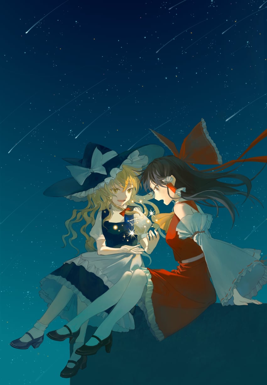 hakurei reimu and kirisame marisa (touhou) drawn by xianyu_liang