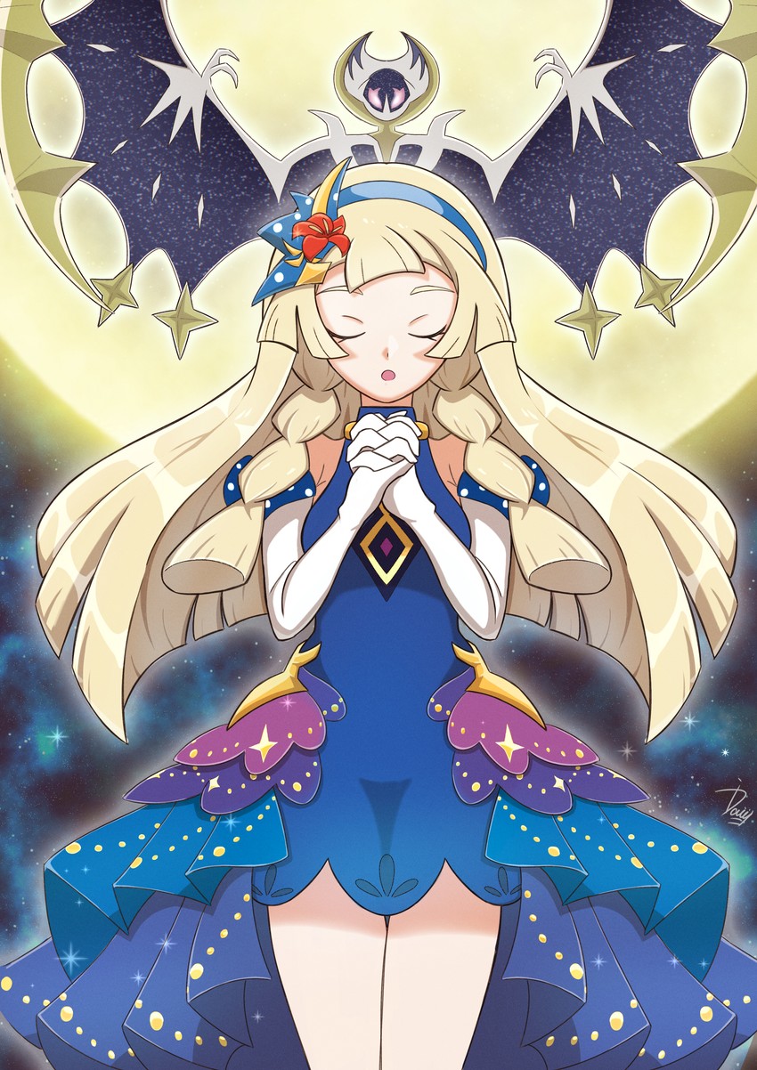 lunala and lillie (pokemon and 1 more) drawn by ida_(idalol490)