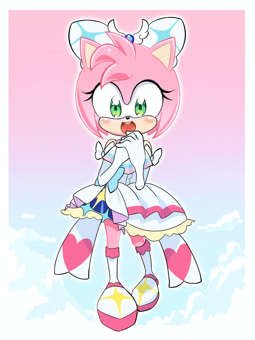 amy rose and cure prism (precure and 2 more) drawn by kuro_(user_uwrm3742)