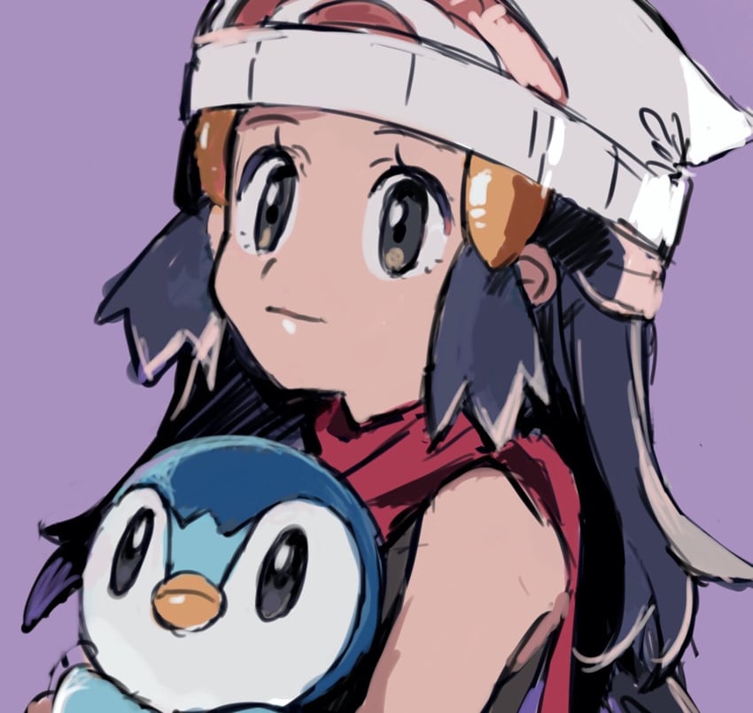 dawn and piplup (pokemon and 1 more) drawn by shichibee_(stm_mimi)