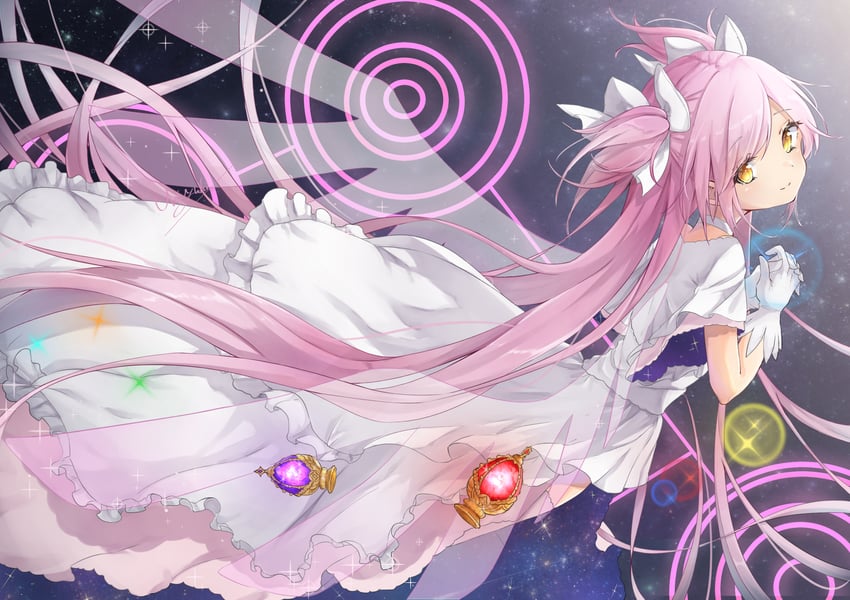 kaname madoka and ultimate madoka (mahou shoujo madoka magica) drawn by nayuta_hilo