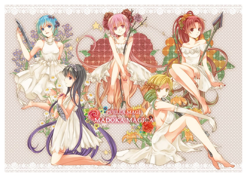 akemi homura, kaname madoka, miki sayaka, sakura kyoko, and tomoe mami (mahou shoujo madoka magica) drawn by iroha_(shiki)