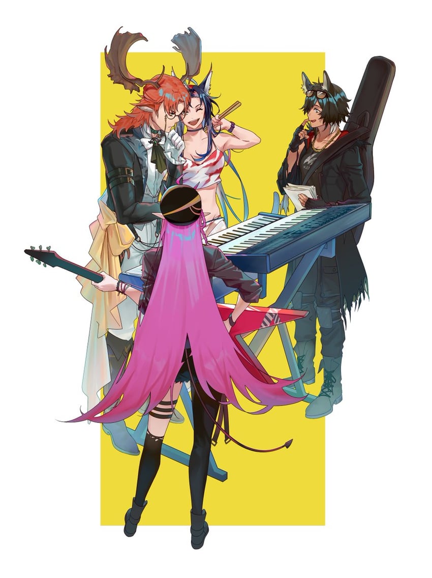 blaze, vigna, courier, and czerny (arknights and 1 more) drawn by furiwo