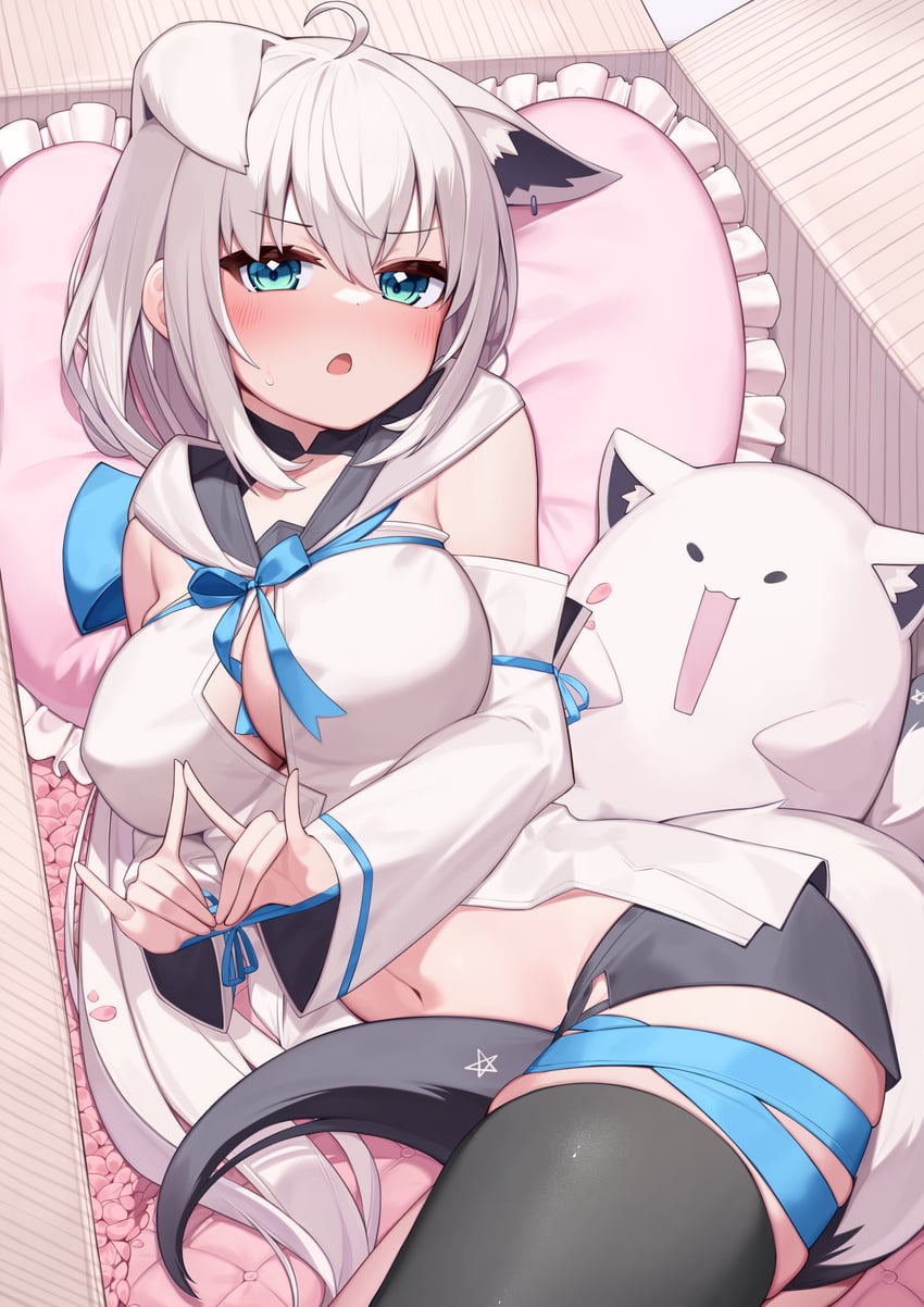 shirakami fubuki and fubuzilla (hololive) drawn by verdey