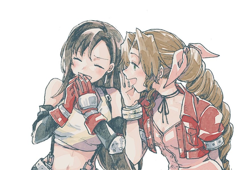 tifa lockhart and aerith gainsborough (final fantasy and 1 more) drawn by michibata_65