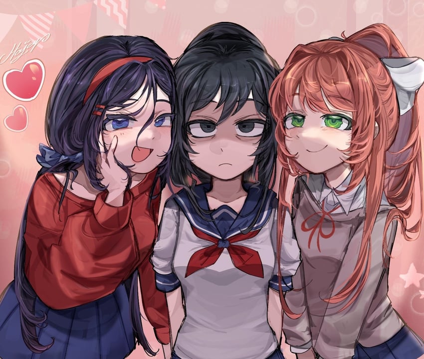 monika, mita, crazy mita, and ayano aishi (doki doki literature club and 2 more) drawn by haja90541