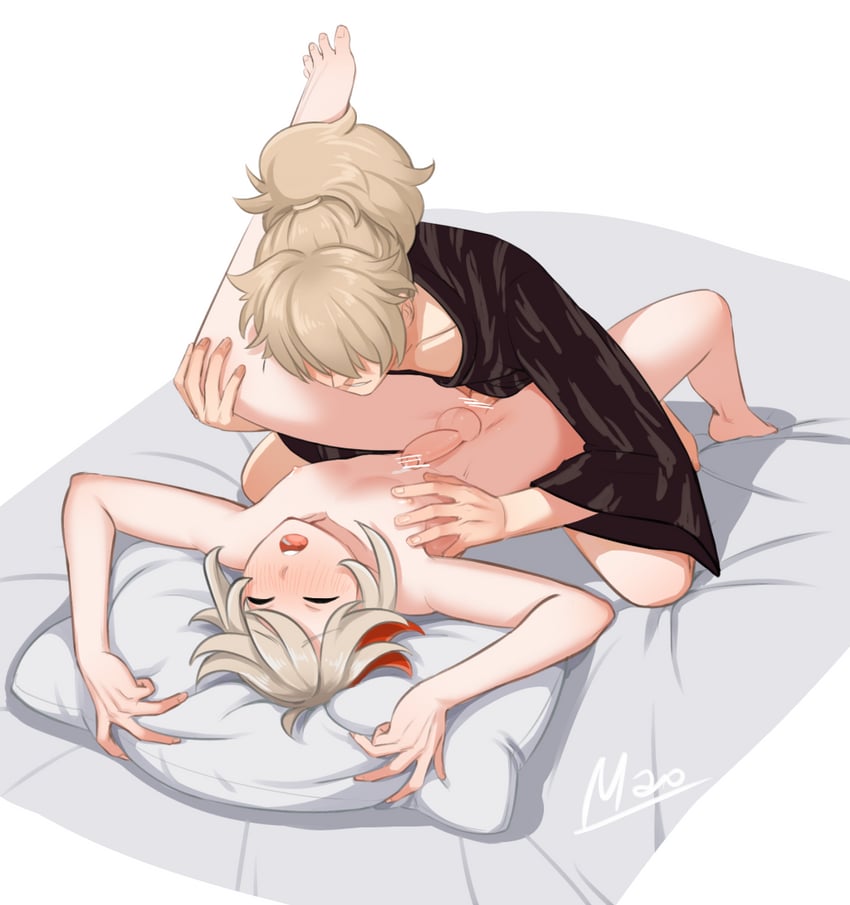 kaedehara kazuha and kazuha's friend (genshin impact) drawn by pushist00