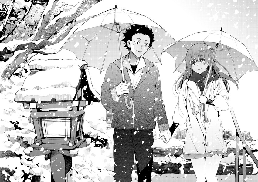 nishimiya shouko and ishida shouya (koe no katachi) drawn by azukiko