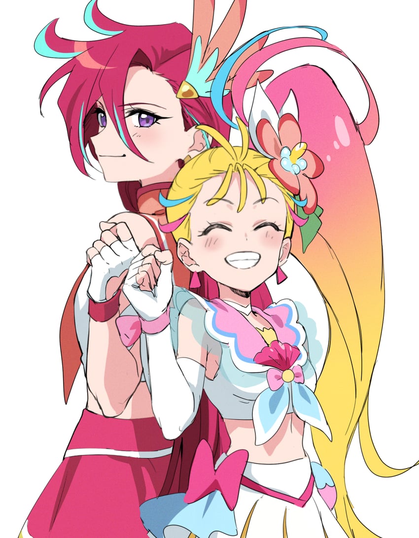 natsuumi manatsu, takizawa asuka, cure summer, and cure flamingo (precure and 1 more) drawn by yuzu_sato