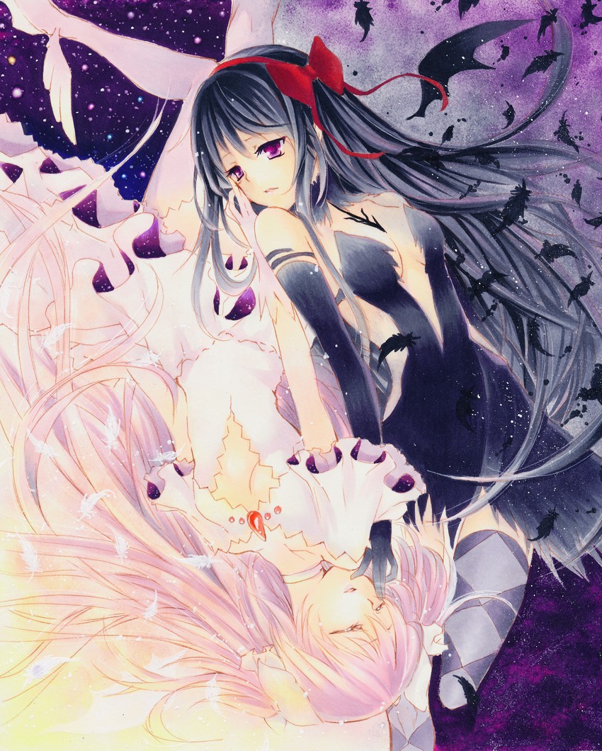 akemi homura, kaname madoka, ultimate madoka, and akuma homura (mahou shoujo madoka magica and 1 more) drawn by mimi_(mini1474)