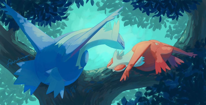 latias and latios (pokemon and 1 more) drawn by torinoko_(miiko_draw)