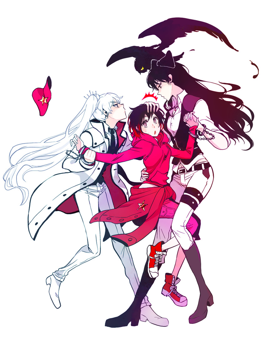 ruby rose, weiss schnee, and blake belladonna (rwby) drawn by kuma_(bloodycolor)