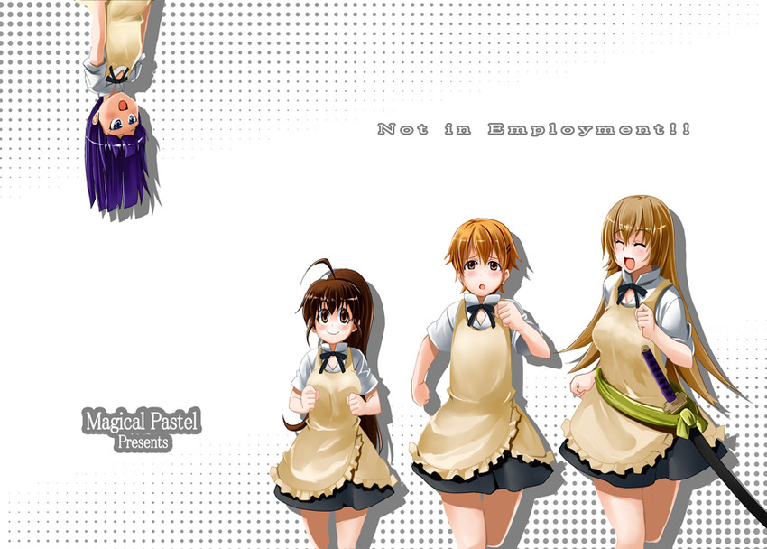 taneshima popura, inami mahiru, yamada aoi, and todoroki yachiyo (working!!) drawn by allealle