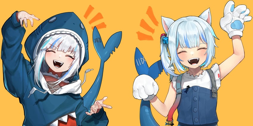 gawr gura (hololive and 1 more) drawn by eungi