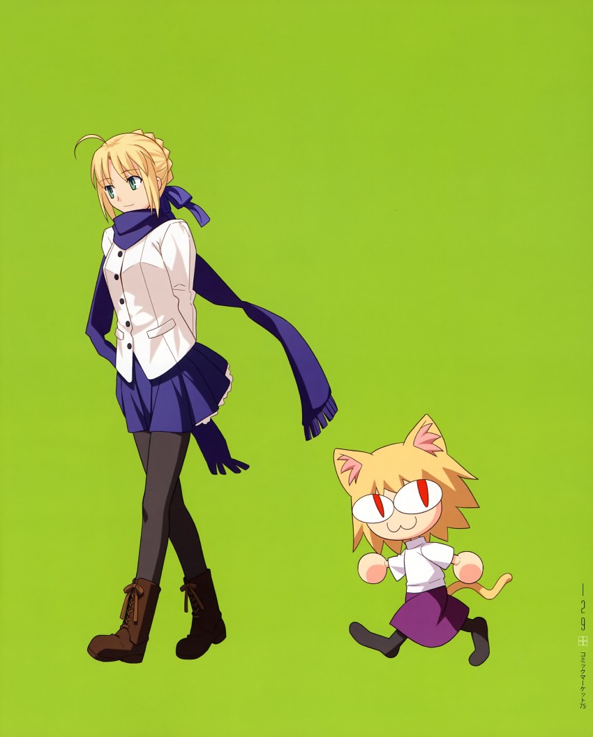 artoria pendragon, saber, and neco-arc (fate and 3 more) drawn by takeuchi_takashi