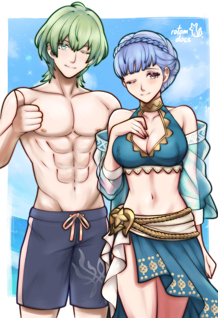 marianne von edmund and male byleth (fire emblem and 2 more) drawn by rotomdocs