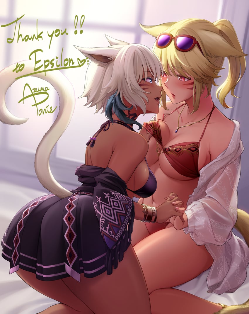 warrior of light and y'shtola rhul (final fantasy and 1 more) drawn by ponieeast