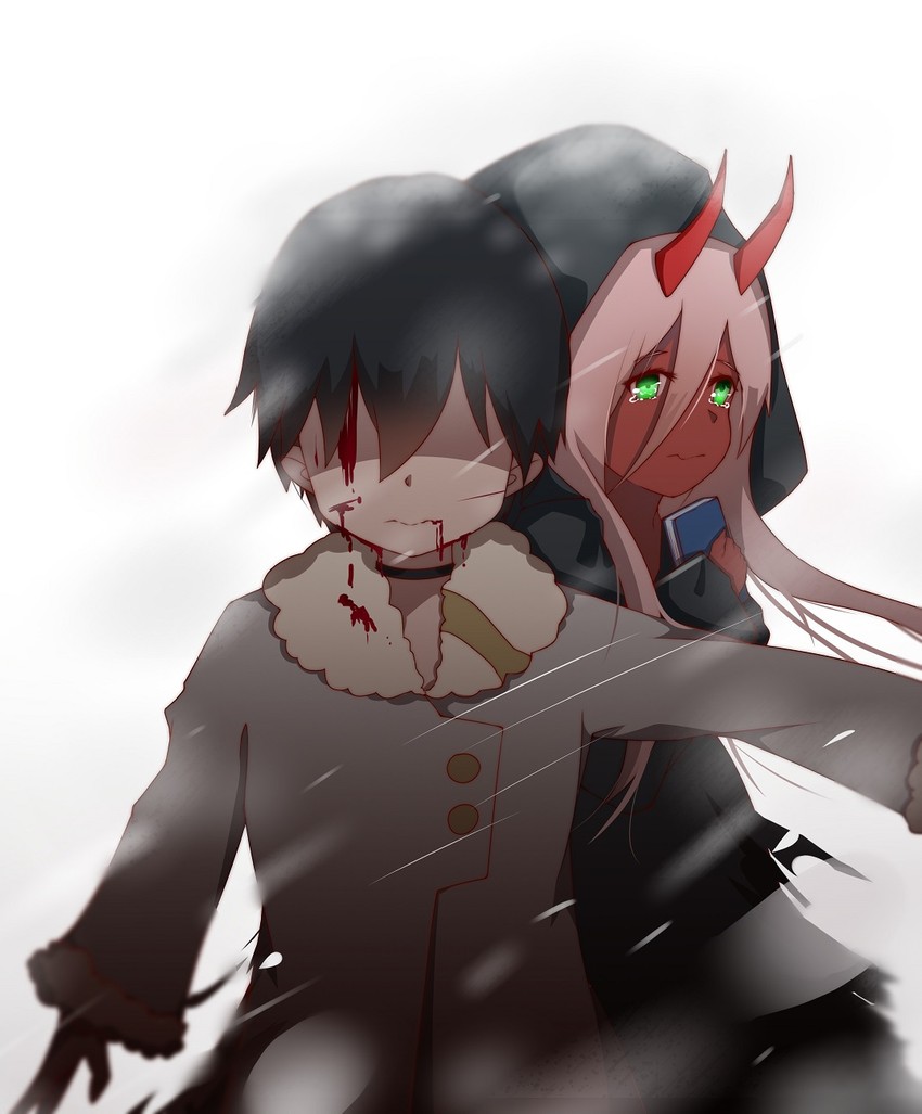 zero two and hiro (darling in the franxx) drawn by yuuki_mix