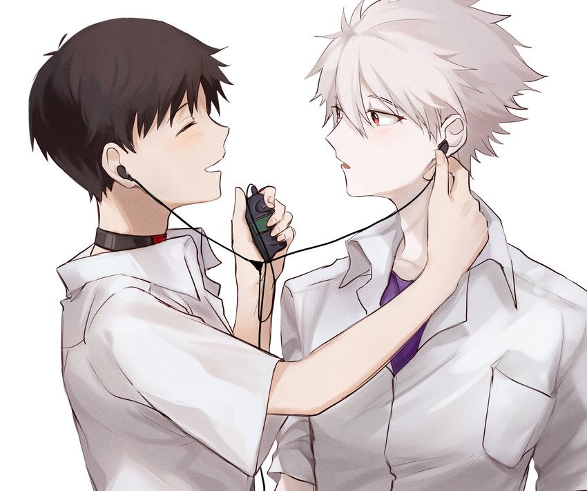 ikari shinji and nagisa kaworu (neon genesis evangelion and 2 more) drawn by muuyiie