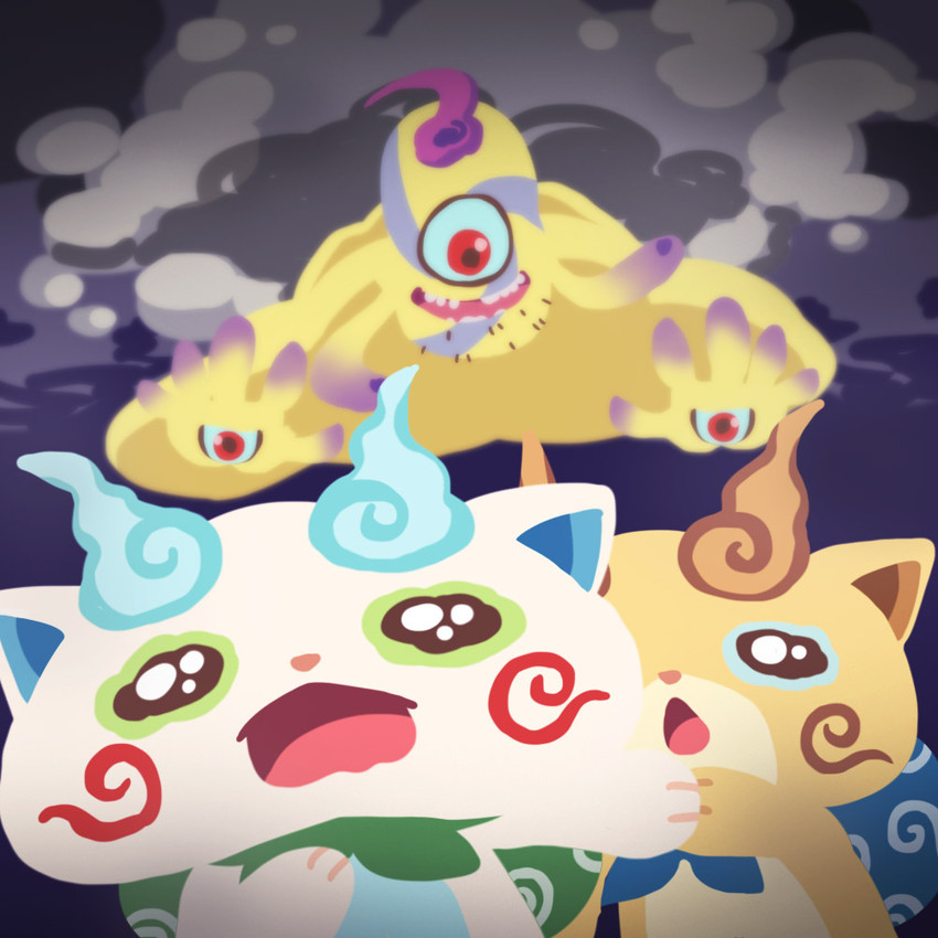 komasan, komajirou, and taifuu no me (youkai watch) drawn by chuno