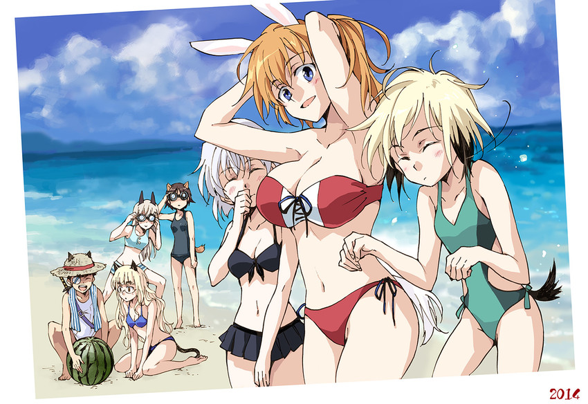 sanya v. litvyak, eila ilmatar juutilainen, miyafuji yoshika, erica hartmann, charlotte e. yeager, and 2 more (world witches series and 1 more) drawn by agahari