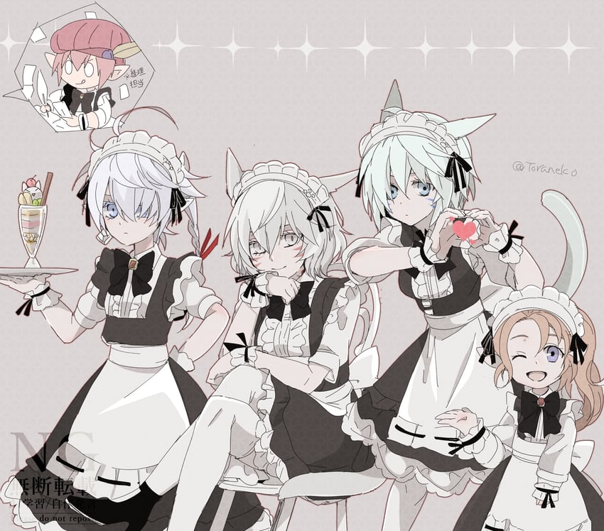 warrior of light, y'shtola rhul, alisaie leveilleur, krile baldesion, and tataru taru (final fantasy and 1 more) drawn by marukunaritaineko3