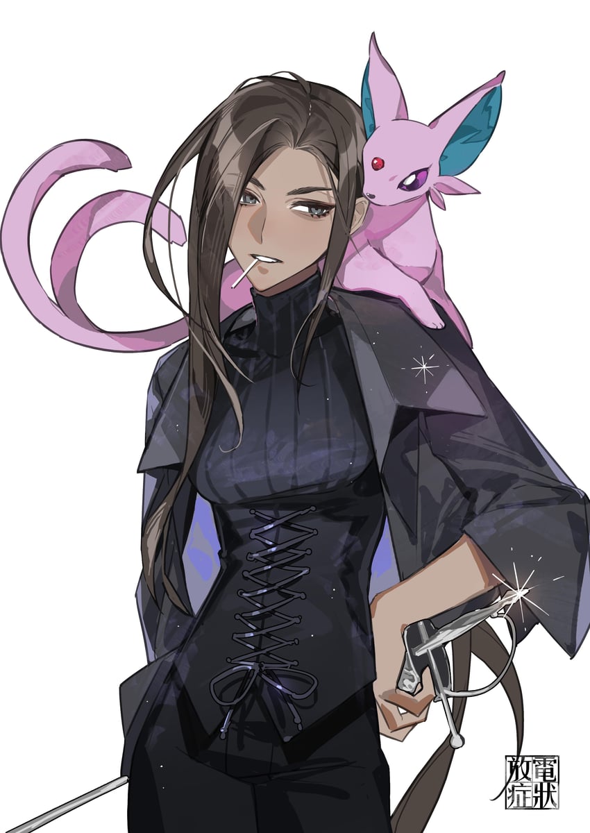 espeon and hyuna (pokemon and 1 more) drawn by penzai_fengli
