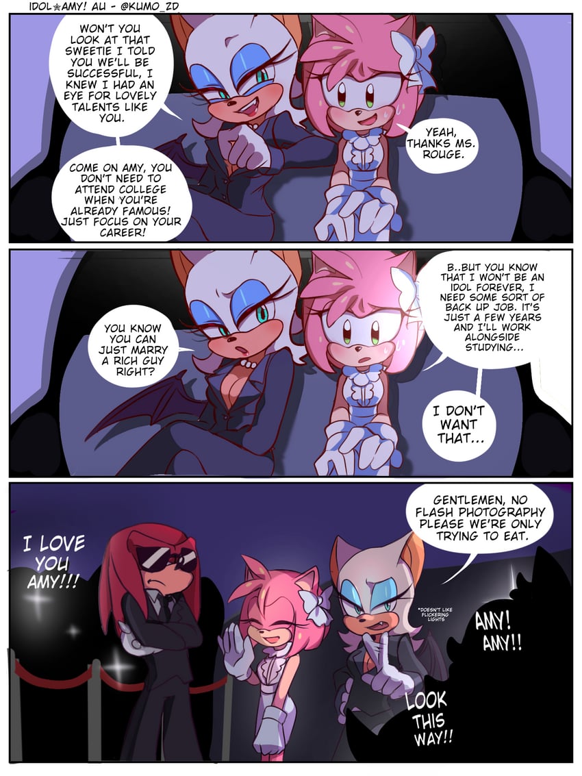 amy rose, rouge the bat, and knuckles the echidna (sonic) drawn by kumo_zd