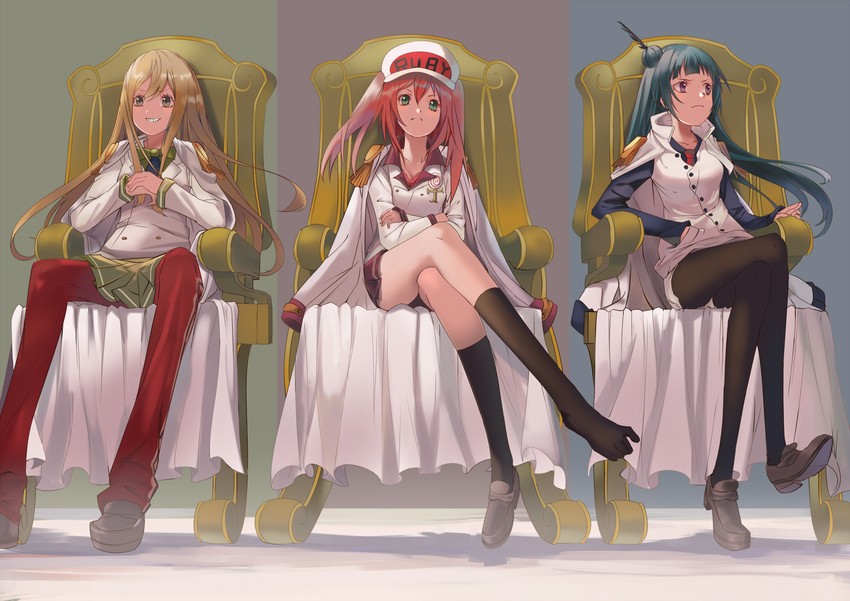 tsushima yoshiko, kunikida hanamaru, kurosawa ruby, kizaru, aokiji, and 1 more (love live! and 2 more) drawn by bunbun_(midukikome)