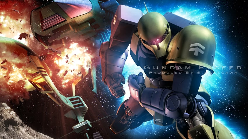 zaku i (gundam and 1 more) drawn by s.hasegawa