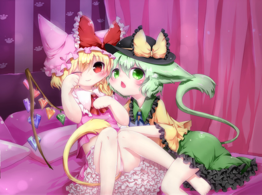 flandre scarlet and komeiji koishi (touhou) drawn by arare_mochiko