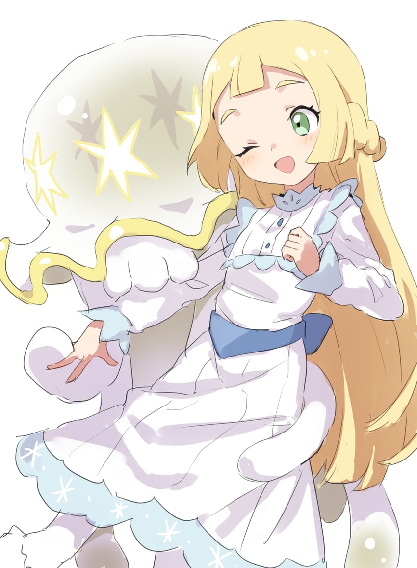 nihilego and lillie (pokemon and 1 more) drawn by gazacy_(dai)
