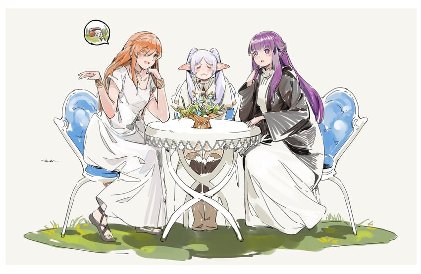frieren, fern, and flamme (sousou no frieren) drawn by shinnasuka025