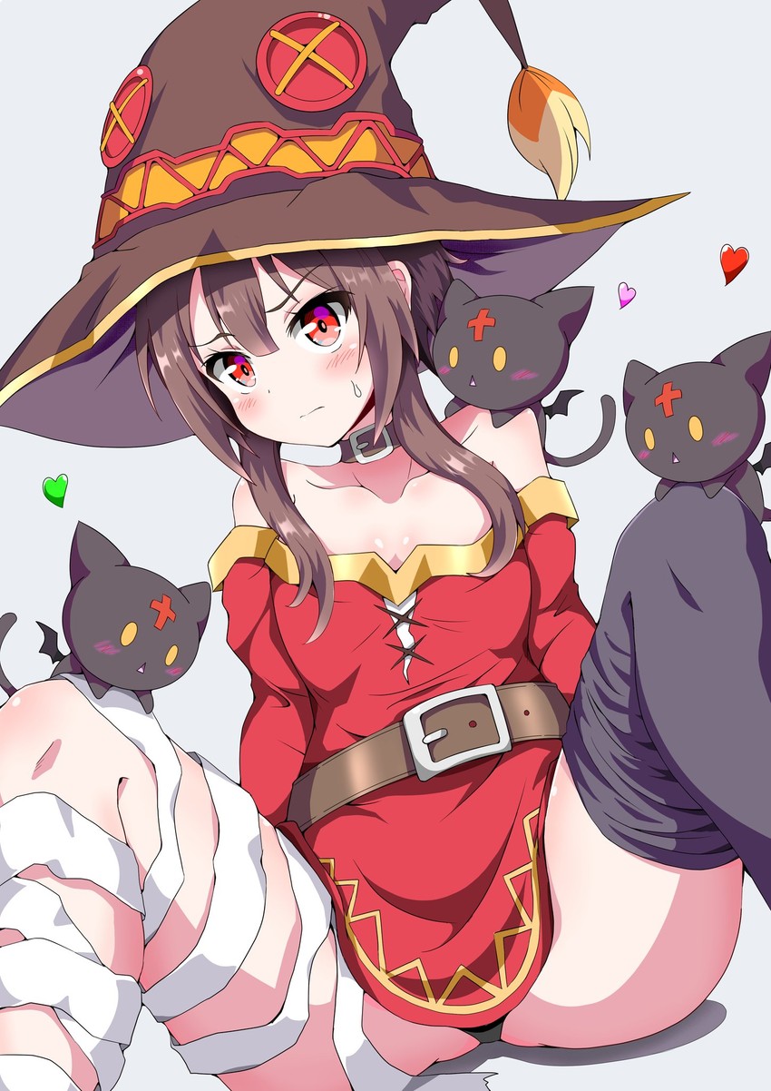 megumin and chomusuke (kono subarashii sekai ni shukufuku wo!) drawn by eggman_(ni_tamagoex)