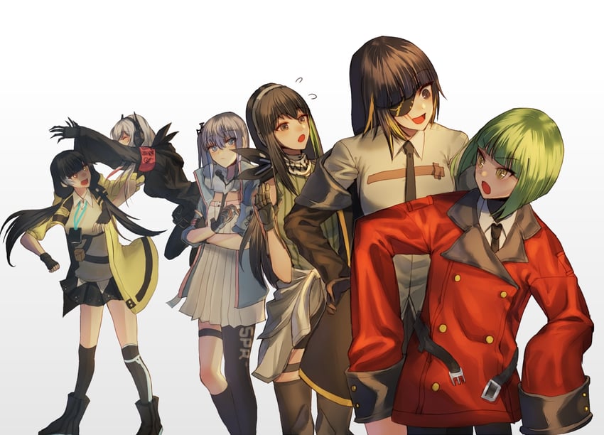 m16a1, m4a1, m4 sopmod ii, st ar-15, ro635, and 1 more (girls' frontline) drawn by xanax025