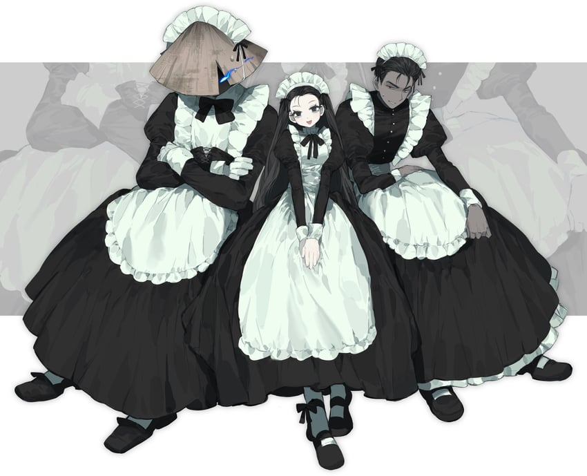 aeng-du, jun, and bamboo-hatted kim (project moon and 1 more) drawn by anzekeye