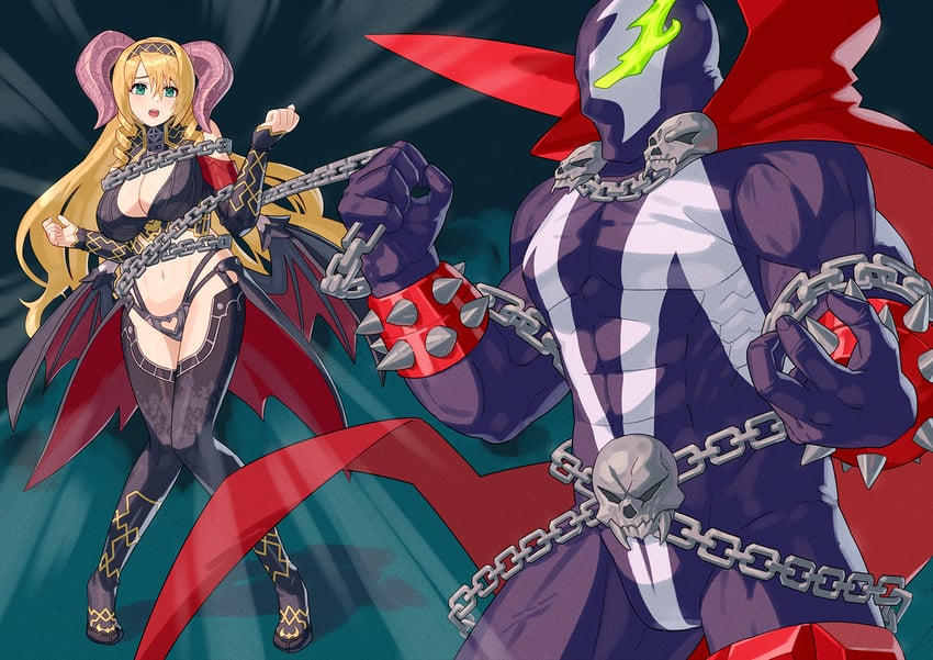 spawn and mammon (the seven deadly sins and 1 more) drawn by yagi2013