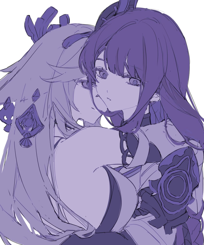 raiden shogun and yae miko (genshin impact) drawn by cdzrc