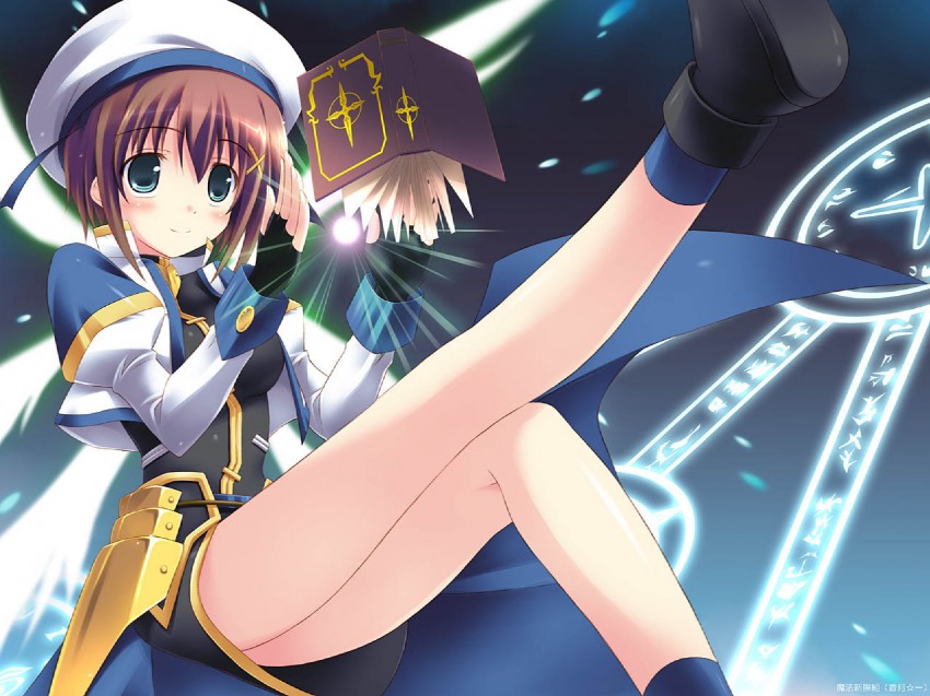 yagami hayate and tome of the night sky (lyrical nanoha and 2 more) drawn by kouzuki_hajime