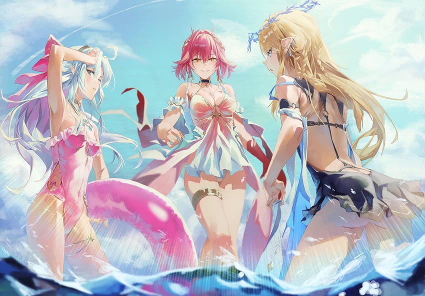 cartethyia, carlotta, and changli (wuthering waves) drawn by momo_(2240807)