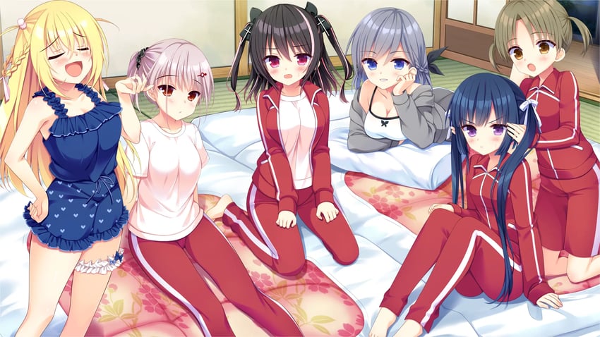 otome kokoro, adachi chii, koigawara mia, koeda fumi, harukaze inori, and 1 more (koibana ren'ai) drawn by fuyuichi_monme, yuuki_rika, and yuunagi_seshina