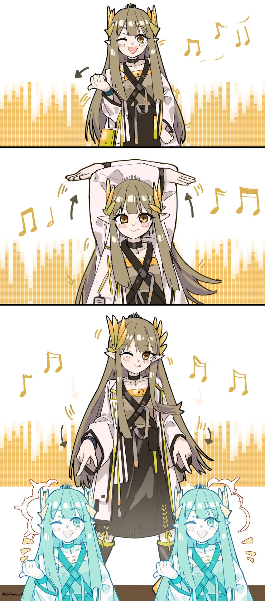 muelsyse and flowing shape (arknights and 1 more) drawn by sleepyowl_(jobkung15)