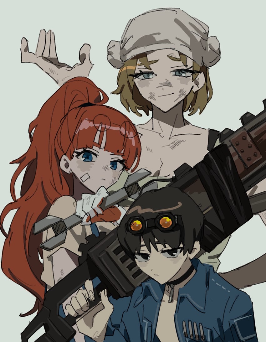 olga, mika, and rain (project moon and 1 more) drawn by meisenlcb