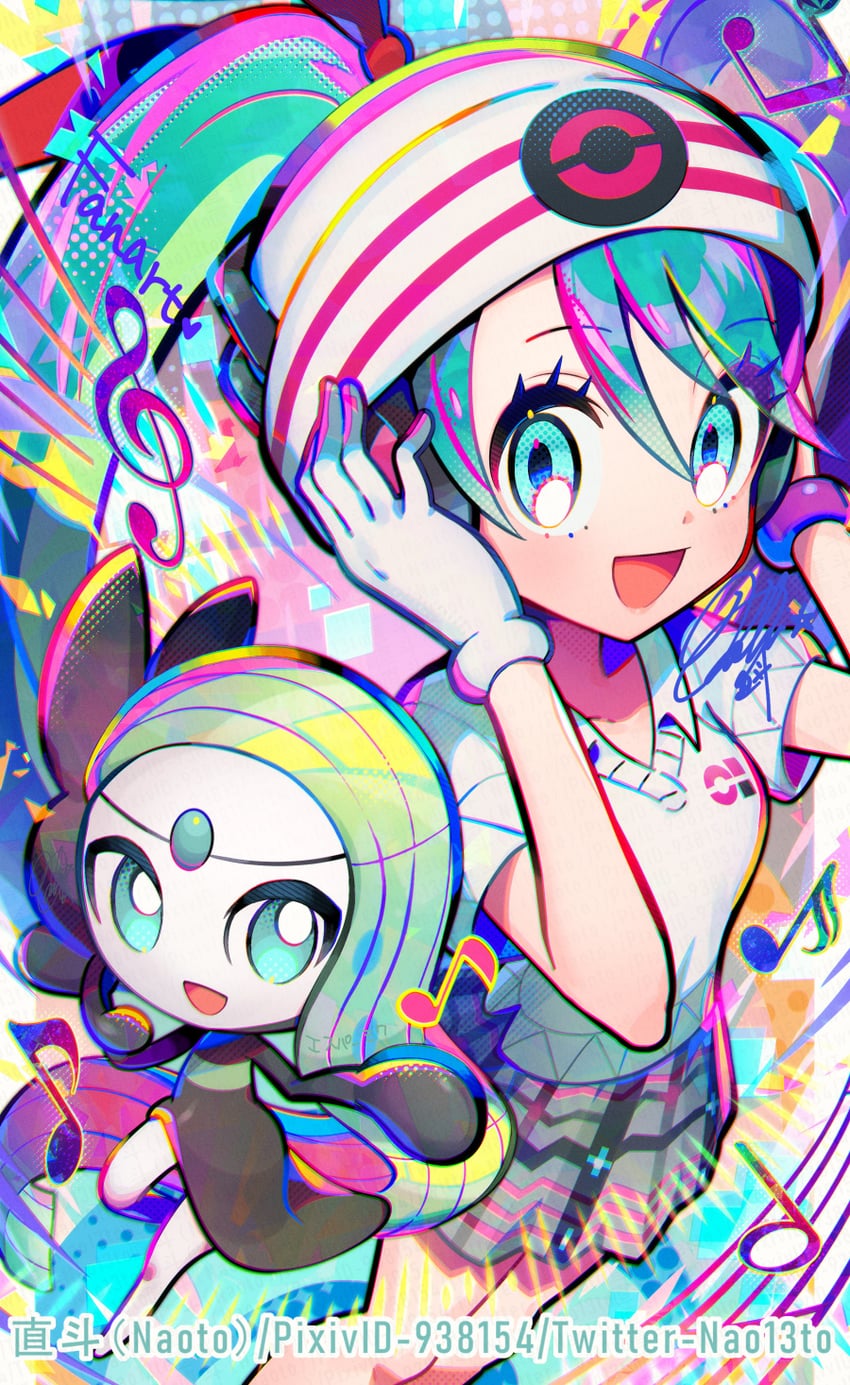 hatsune miku, meloetta, and psychic miku (pokemon and 2 more) drawn by naoto_(yandereheaven)