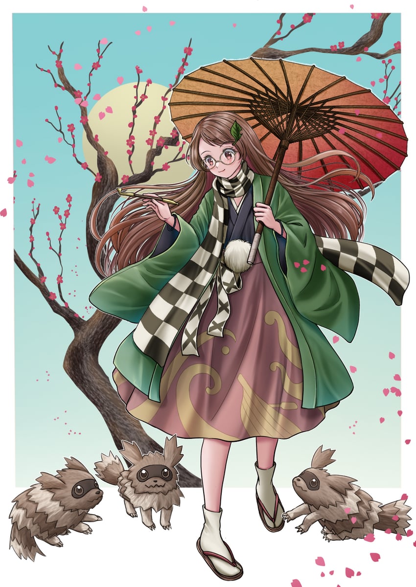 futatsuiwa mamizou and zigzagoon (touhou and 1 more) drawn by kyabekko